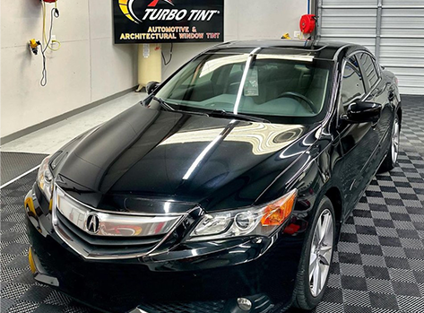 Black Acura ILX after tint at Turbo Tint Cary